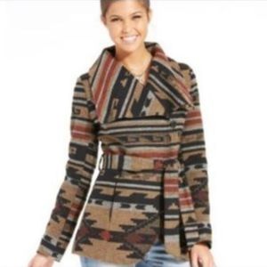 American Rag Tribal-Print Shawl Collar Coat